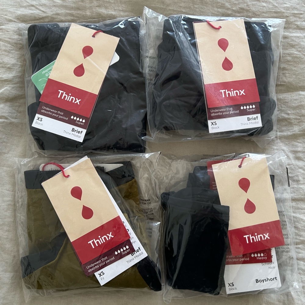 NEW✨ SET OF 4 Thinx Period Proof Cotton Briefs Boyshorts